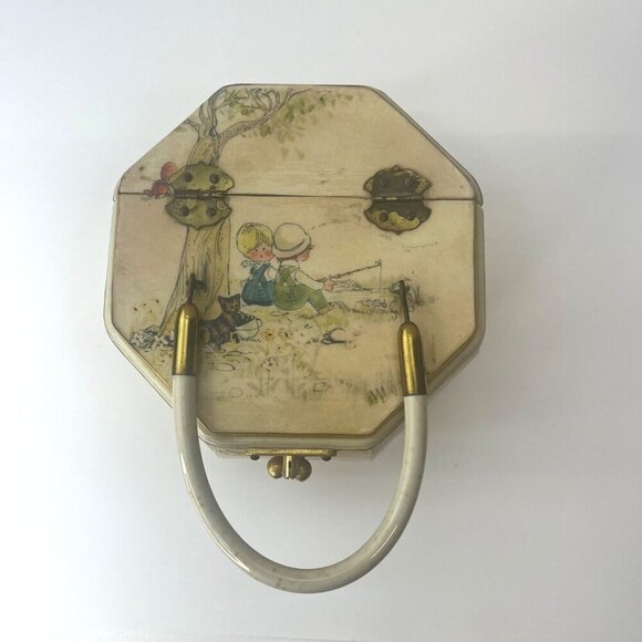Judith Prothrombin Octagonal Hand Bag Purse Vintage 60s Art Deco Wood Whimsical - Picture 5 of 14